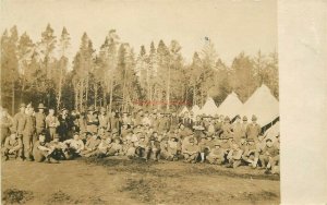 Military, US Army Soldiers, Group Pictures by Tents, RPPC