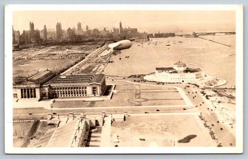 RPPC Real Photo Postcard - Grant Park Chicago - Blimp