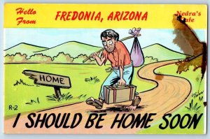 Fredonia Arizona Postcard Nedra Cafe Should Be Home Soon c1960 Vintage Antique