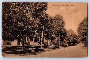 Ionia Michigan Postcard West Main Street Children Tree Road 1910 Vintage Antique