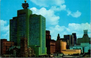 Vtg TX Houston Skyline Texas National Bank Building 1950s Postcard