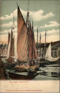 Portland Maine ME Dock Scene Sailing Ships Schooners c1910 Vintage Postcard