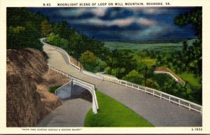 Virginia Roanoke Moonlight SCene Of The Loop On Mill Mountain
