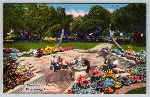 Fountain of Youth, St Petersburg, Florida, Vintage 1952 Linen Postcard