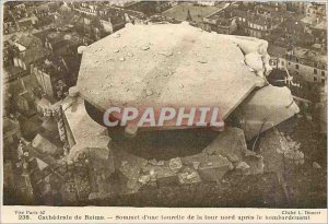 Old Postcard Cathedral of Reims Summit a turret of the north tower after bombing