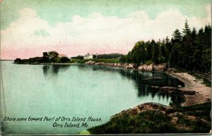 Shore Scene Toward Pearl of Orrs Island House OrrsI Island Maine ME DB Postcard
