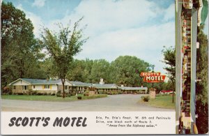 Erie PA Scott's Motel West 6th Street Unused Postcard G97