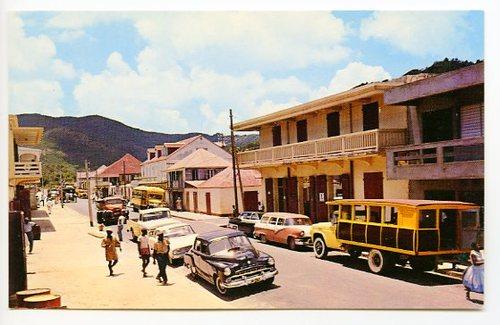 Marigot St Martin Main Street View Old Cars Trucks Postcard