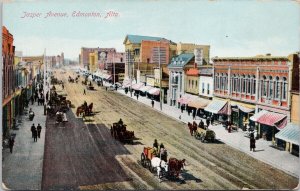 Edmonton Alberta Jasper Avenue Ave Horses Wagons Unused Stedman Postcard H27