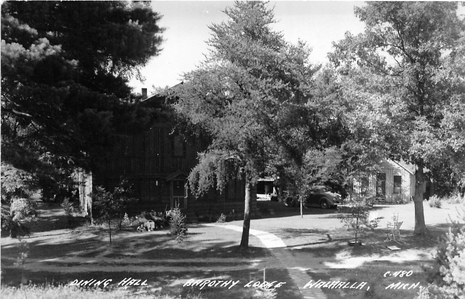 H67/ Walhalla Michigan RPPC Postcard c1940s Dining Hall Barothy Lodge