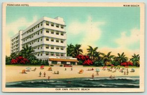 Miami Beach FL~Waders Enjoying Ocean~Most Stay in Sand~Poinciana Hotel~40s Linen