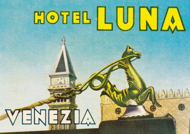 Italy Venezia Hotel Luna Vintage Luggage Label sk3378