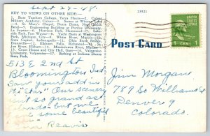 Indiana~State Map & Pics~College~Military Academy~Bridge~Courthouse~Linen Pc