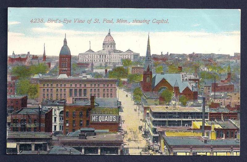 St Paul birdseye view w/Capitol Minnesota unused c1910's