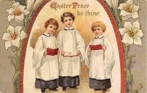 Choir Boys Easter Peace Be Thine Happy Easter Greetings 1910c postcard