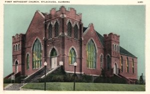 Vintage Postcard First Methodist Church Parish Building Sylacauga Alabama AL