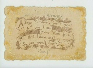 1880s-90s Embossed Victorian Valentine Card Adorable Child & Cute Cat P216
