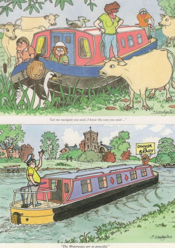 Northampton Waterways Canal 2x Comic Postcard s