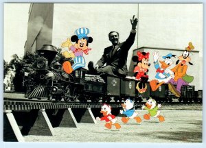 WALT DISNEY Walt's Train MICKEY MOUSE Advertising 1951 - 4x6 1990s Postcard