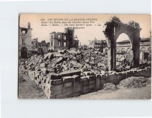 Postcard The ruins Markets square Great War Ruins Reims France