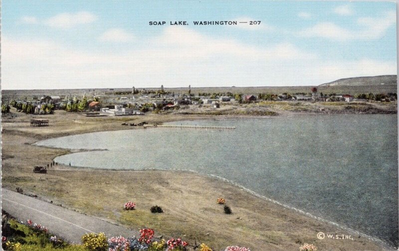 Soap Lake Washington WA Unused Western Souvenirs Linen Postcard H48