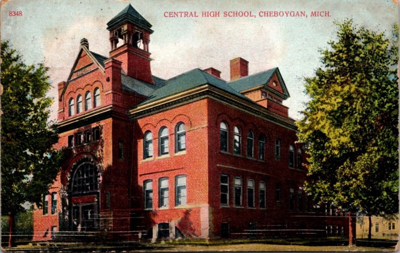 Postcard Central High School in Cheboygan, Michigan