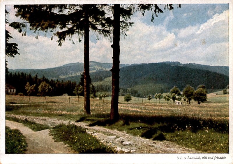 postcard, Vogtland region, landscape, serene, peaceful, 1762, rolling h Postcard