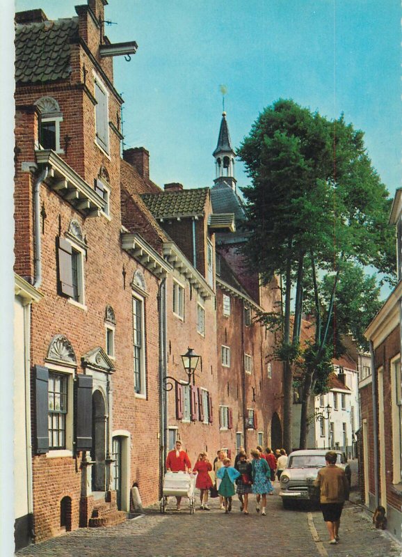 Netherlands Postcard Amersfoort Het Latijntje street view typical houses old car