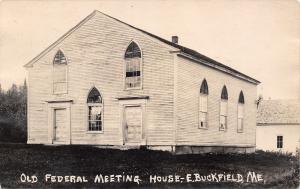 East Buckfield ME Old Federal Meeting House~Arch Windows~Twin Doors RPPC c1914 