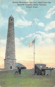 CT, Connecticut  GROTON MONUMENT & GUN From SHIP MARIA THERESA 1917 Postcard