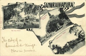 ceylon, ANURADHAPURA, Rest House, Isurumuniya Temple (1900s) Multiview Postcard