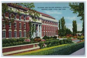 c1940s Soldiers And Sailors Memorial Hospital Masonic Home Utica NY Postcard 