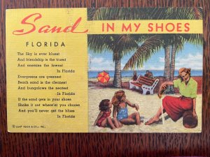 Vintage Postcard 950 Sand in My Shoes Poem about Florida (FL)