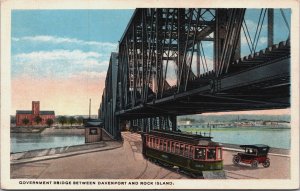Government Bridge Between Davenport And Rock Island Illinois Postcard C116