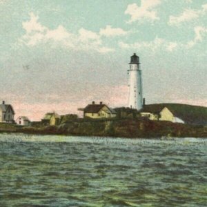 Boston Light Harbor Lighthouse Massachusetts c.1900s Vintage Postcard 