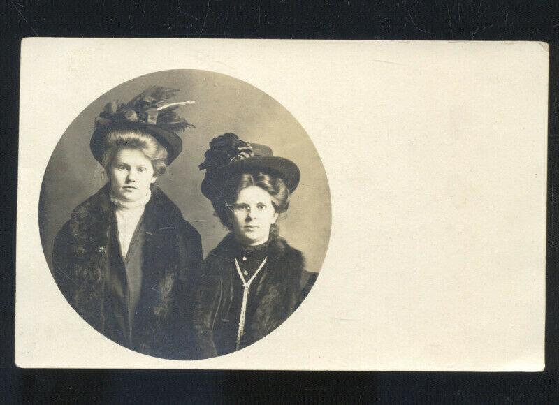 RPPC CLALLAM NEBRASKA PRETTY WOMAN RICKERT FEATHER HAT REAL PHOTO POSTCARD