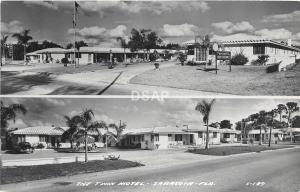 Florida Fl Real Photo RPPC 1952 SARASOTA The Twin Motel 2View Roadside