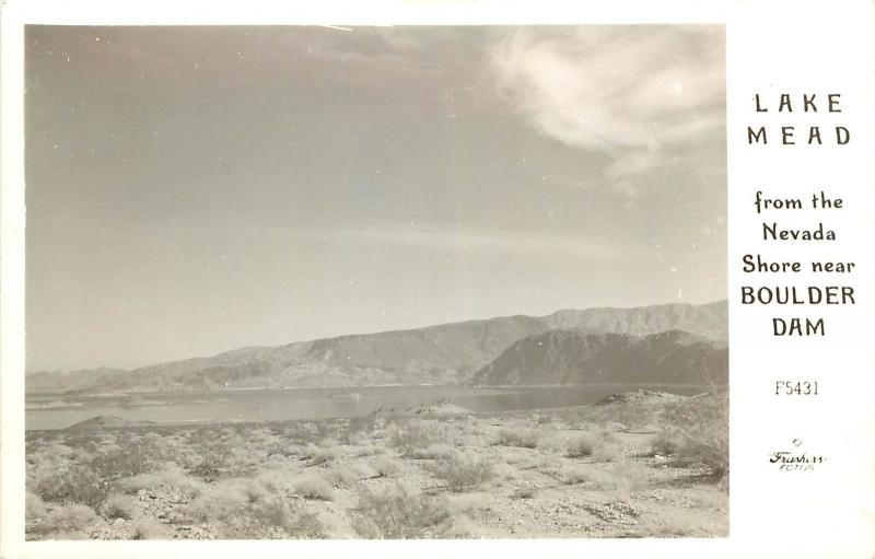 Frashers RPPC F-5431, Lake Mead From Nevada Shore near Boulder Dam NV 