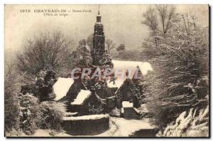 Old Postcard Chateaulin Notre Dame Snow Effects