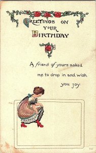 Greetings On Your Birthday Vintage Postcard Standard View Card