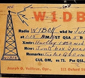 1932 Radio Station Postcard Waterville Maine W1DBQ Communications Antique Post