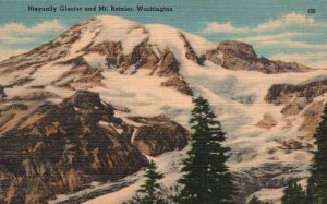 Vintage Postcard 1948 Nisqually Glacier and Mt. Rainier WA Washington