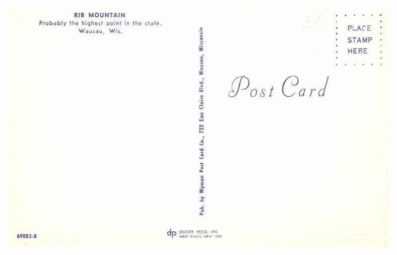 Postcard MOUNTAIN SCENE Wausau Wisconsin WI AU0283