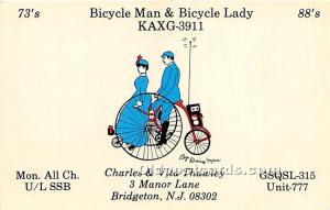 Bicycle Man & Bicycle Lady Charles & Vita Thawley Bicycle Writing on back 