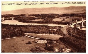 Menai Suspension Bridge Anglesey North Wales United Kingdom Postcard Posted 1957