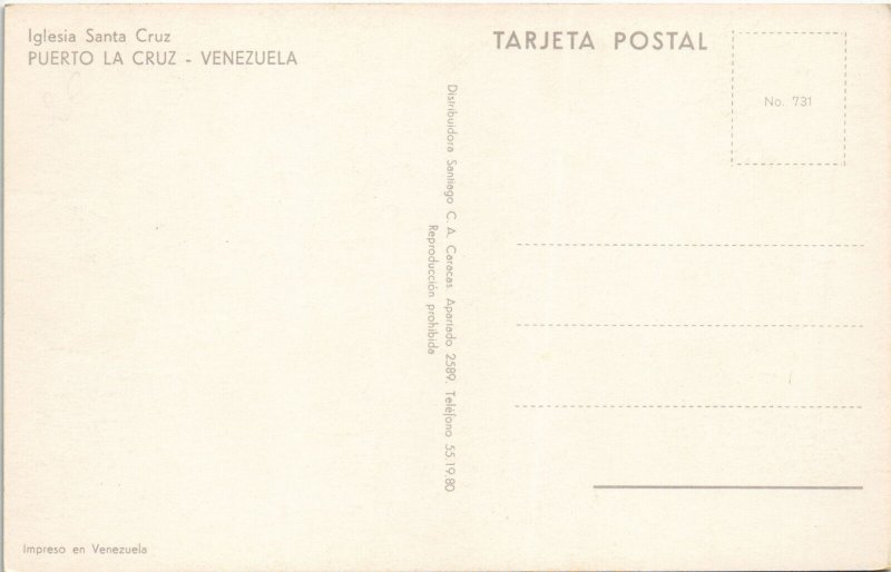 PC VENEZUELA, PUERTO LA CRUZ, IGLESIA SANTA CRUZ, Modern Postcard (b43595)