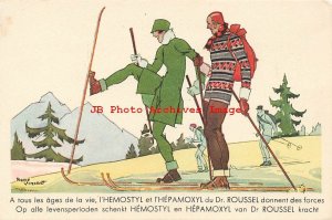 Rene Vincent, Leon Ullman, Couple Skiing, Advertising for Hemostyl & Hepamoxyl