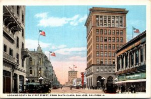 Postcard California San Jose First Street View Bercovich Tobacco Shops 1916 V197