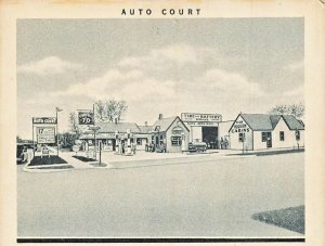 NORTH PLATTE NE~AUTO COURT-GAS STATION-VISIBLE PUMPS-CABINS~VINTAGE POSTCARD