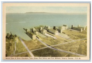 Fort William Ontario Canada Postcard Aerial View of Grain Elevators c1930's